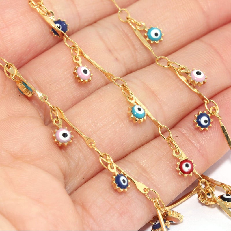 LOYATA Gold Anklet & Bracelet For Women - Evil Eye Design, 14k Gold Plated - Image 2
